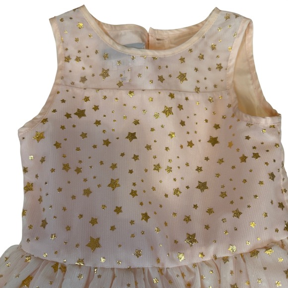 Pippa & Julie Pastourelle Girls Peach Gold Foil Star Tulle Party Dress Size - Picture 2 of 7